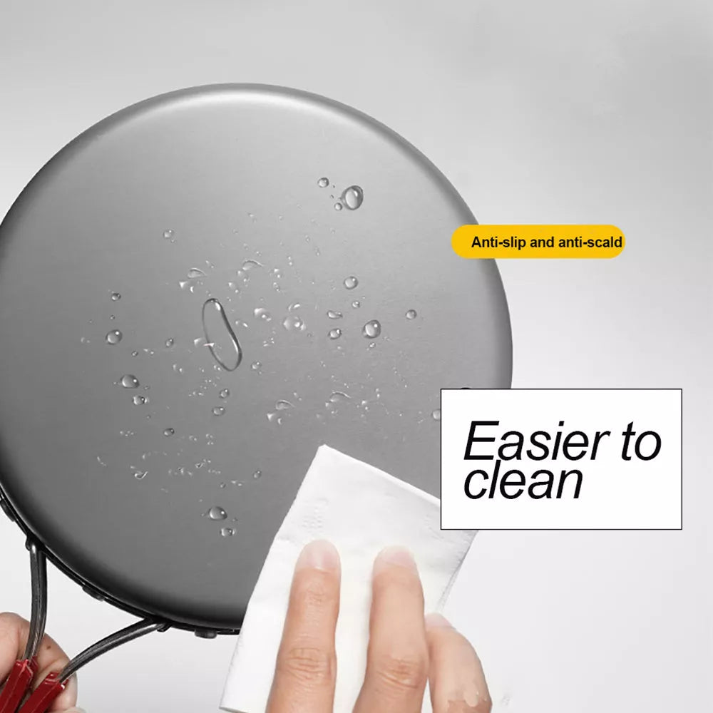 Lightweight folding outdoor cookware set for camping and hiking, includes pot, pan, teapot, and tableware