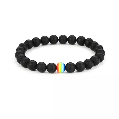 Rainbow Bead Bracelet with natural stone strand in multiple colors