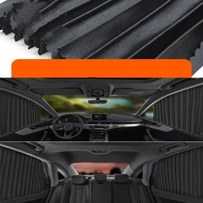 Auto retractable car sun curtain for windshield sunscreen protection in black colour