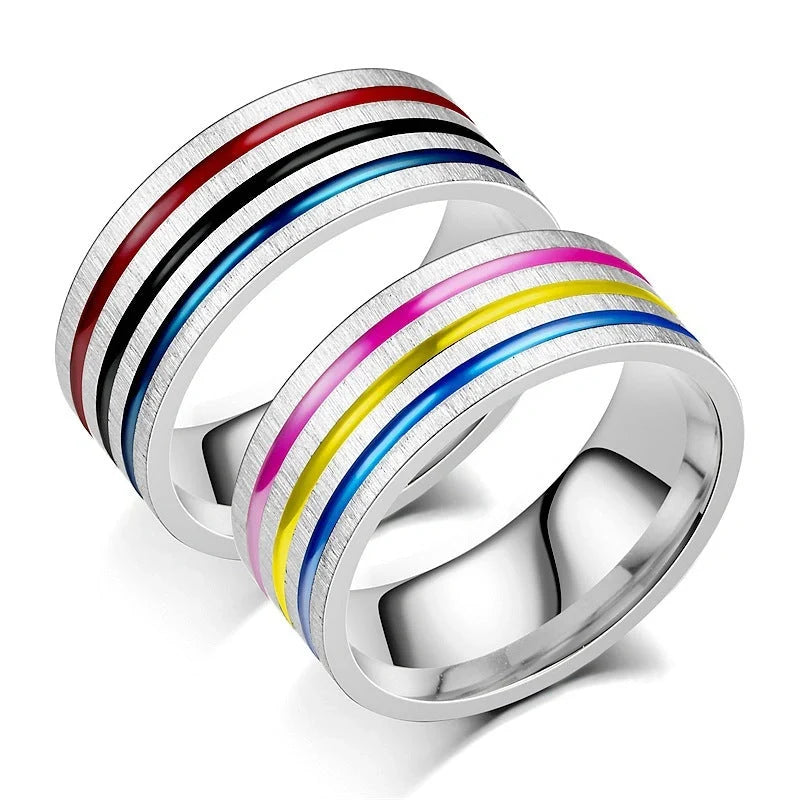 Titanium Steel Ring with Captivating Rainbow Oil Drip Design, Featuring a Unique Flower Shape and Available in Multiple Sizes