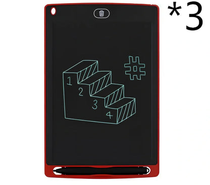 8.5-inch LCD writing board with stylus showing pressure-sensitive writing on blue background