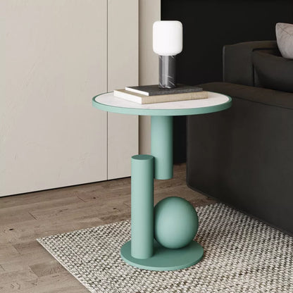 Simple iron bedside table in black, gold, green, or pink with 55cm height and 40cm desktop diameter