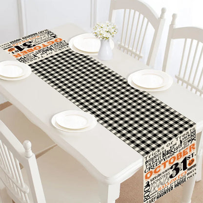 Halloween table runner, single-sided linen and polyester table bunting, 30x182cm, seven styles