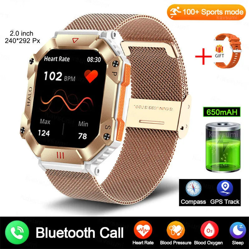 Android GPS smart watch for women with resin dial on a choice of leather, mesh, or steel strap.