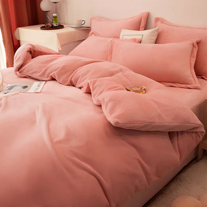 Double-sided fleece duvet cover showing goose yellow and light grey reversible sides