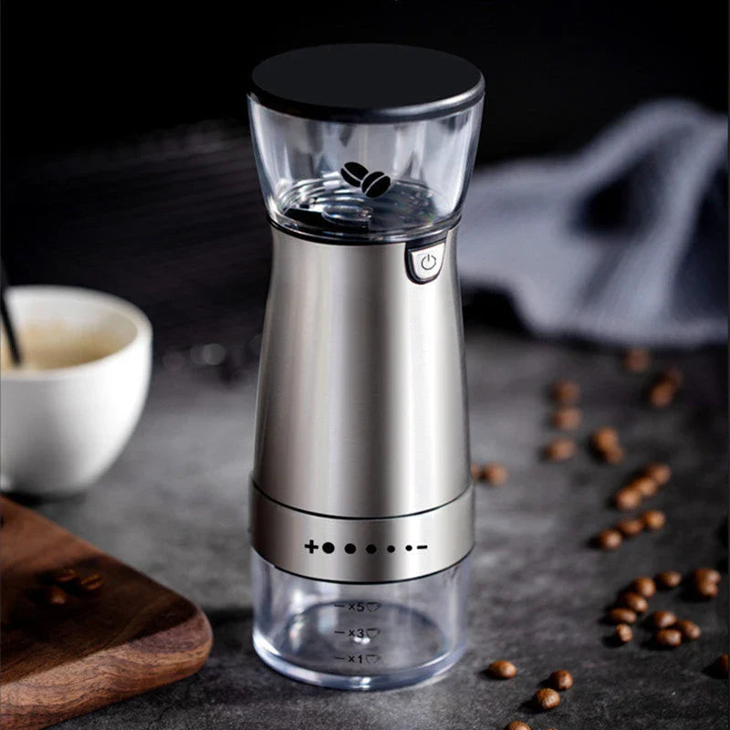 Premium Stainless Steel Electric Coffee Grinder - Adjustable Burr Mill for Freshly Ground Beans