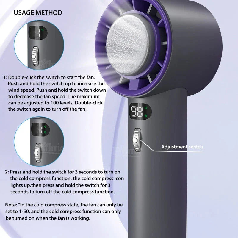 Powerful Portable Cooling Fan with Adjustable Speeds and Long-Lasting 3000mAh Battery