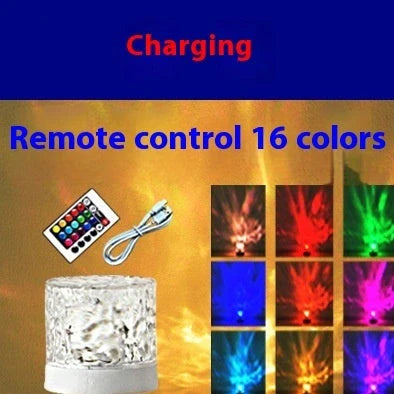 Bedroom projection night light showing water ripple and starry sky effects with remote control