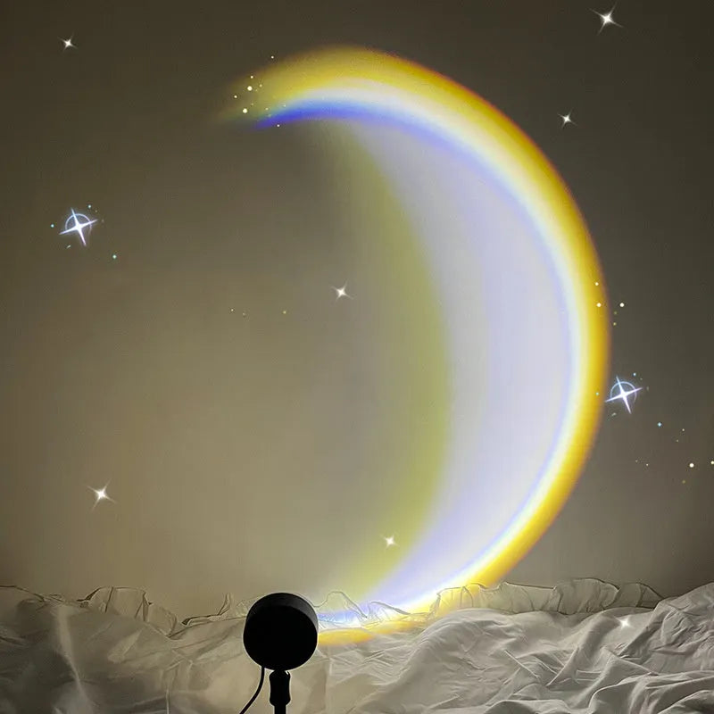INS Scandinavian-style USB moon lamp projector with 360° rotation base for bedroom ambient lighting