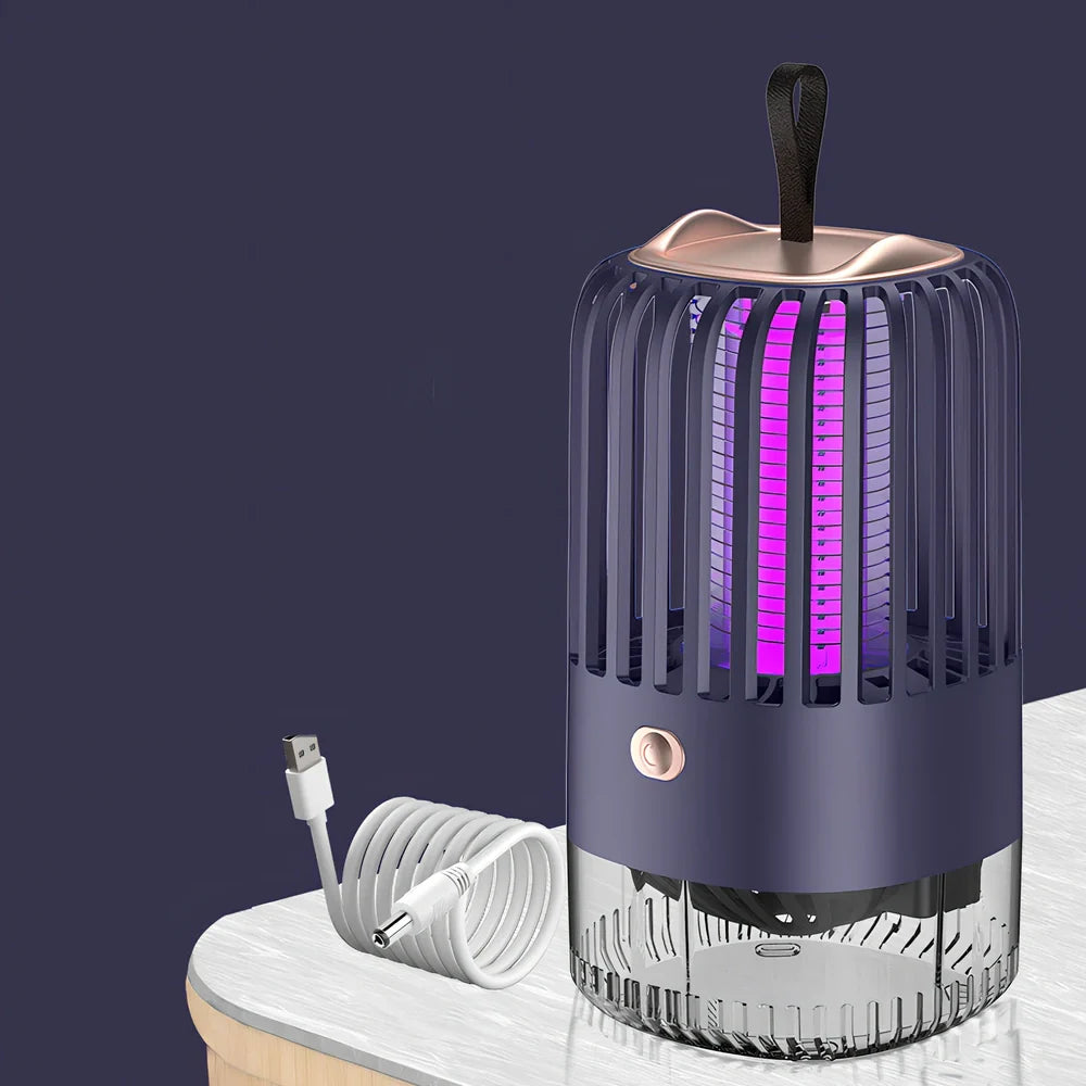 White mosquito killer lamp with protective electric grid and USB power cable