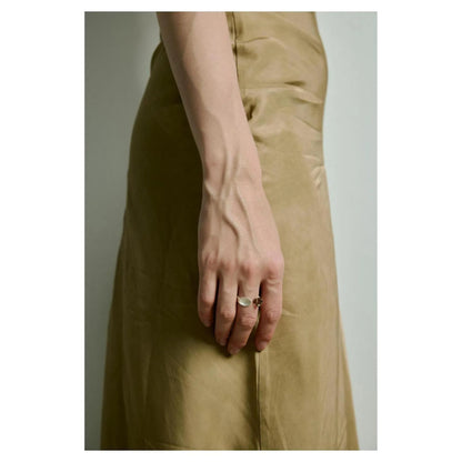 Electroplated alloy ring and bracelet with spoon and pork motifs and diamond shapes