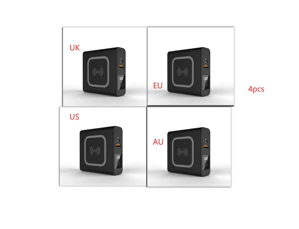Super QI Wireless Charging Treasure PD20W Fast Power Bank showing integrated plug design and wireless charging surface