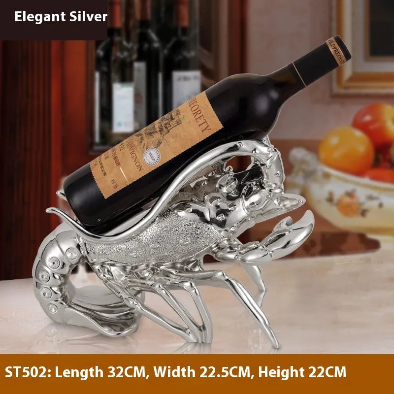 European-style lobster wine rack ornament in rose gold finish, measuring 15cm tall