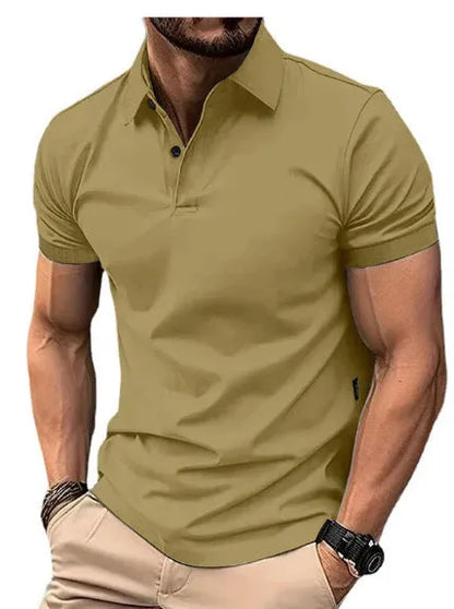High Sense slim-fit short sleeve shirt in solid colour with button front, available in multiple sizes and hues