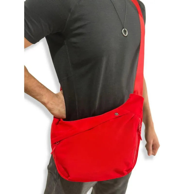PU crossbody bag for men with adjustable shoulder strap, shown in black and checkered colour options