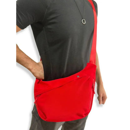 PU crossbody bag for men with adjustable shoulder strap, shown in black and checkered colour options