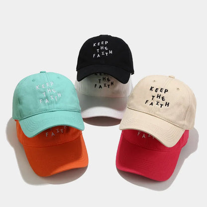 Men's cotton baseball cap with small letter embroidery in adjustable dome design
