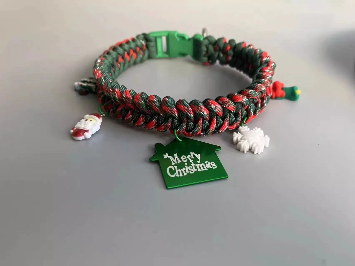Green hand-held rope dog leash with a P chain and metal release buckle for a large dog.