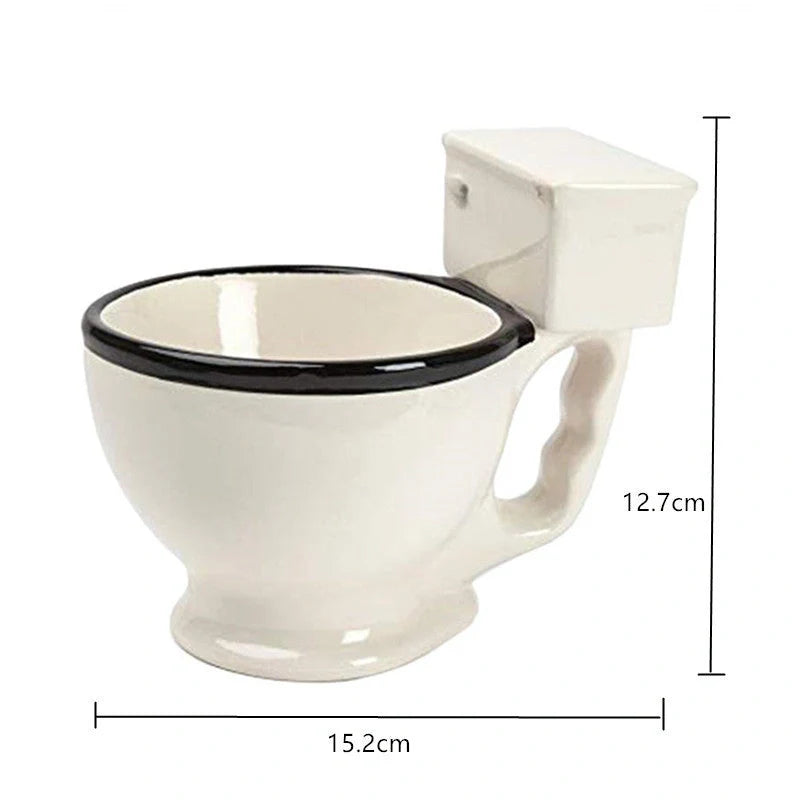 Toilet-shaped ceramic mug with handgrip, perfect for coffee or tea, 280 ml capacity