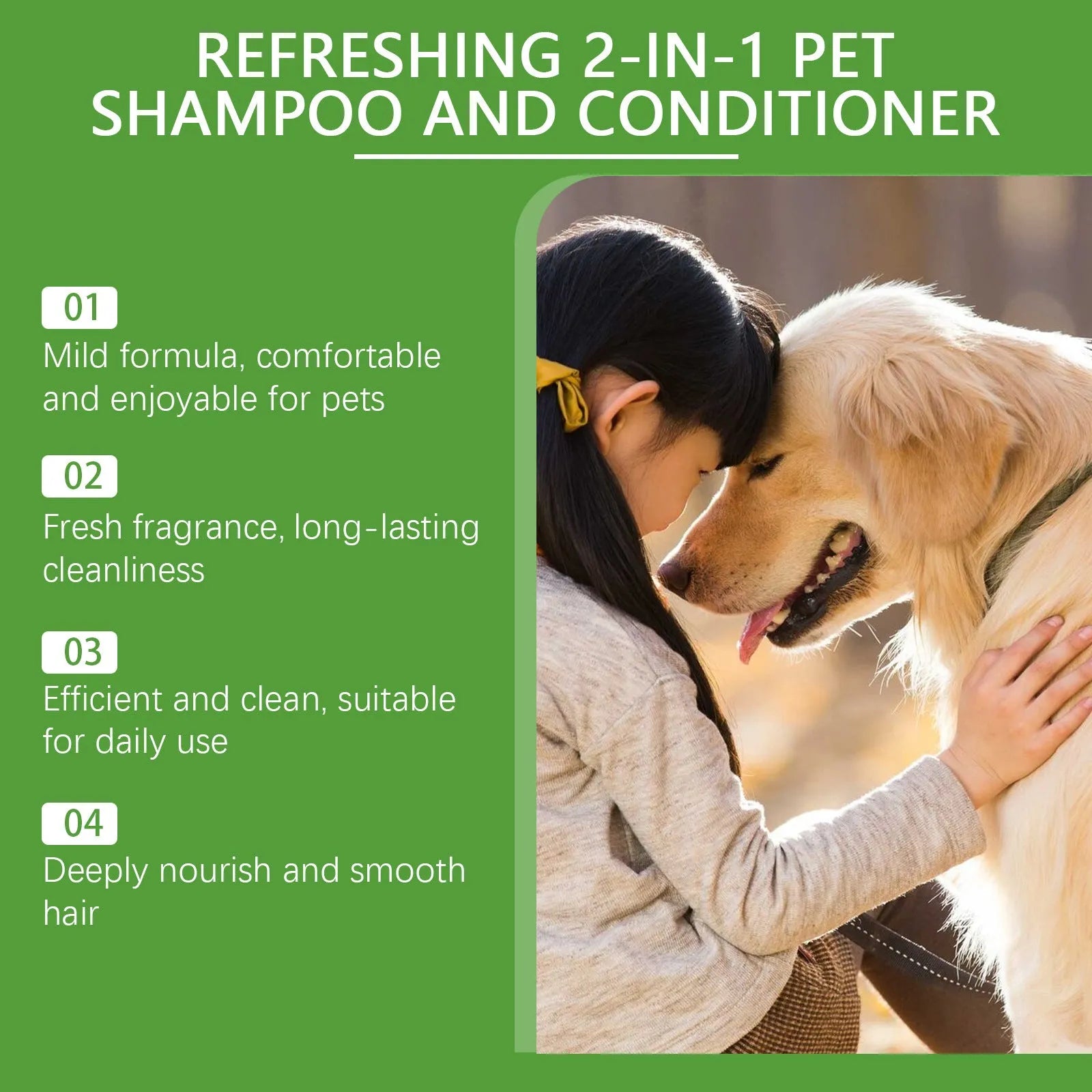100ml pet shampoo bottle measuring 3.8cm by 12.8cm with 2-in-1 formula containing watermelon and coconut extracts