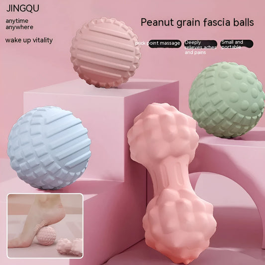 A 6cm diameter pink TPR foot massage ball on a plain background.