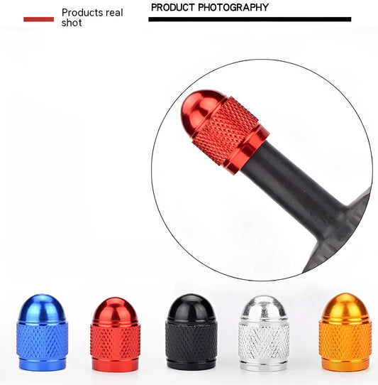 Aluminium mountain bike tyre valve cap with decorative beads and chain design
