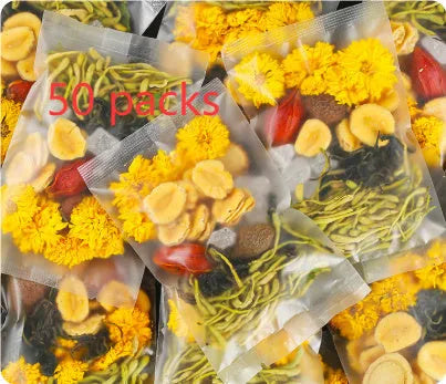 Honeysuckle chrysanthemum herbal tea boxes showing different packaging options with tea cup gifts