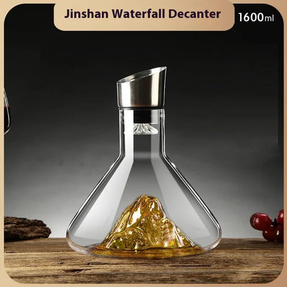 Elegant Iceberg Waterfall Wine Decanter made of lead-free crystal glass for enhancing wine flavors and aromas