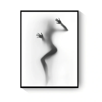 Black and white abstract canvas wall art with frameless rectangular design showing textured oil canvas surface