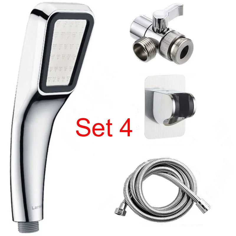 Orange plastic hand-held pressurised shower head with rain function