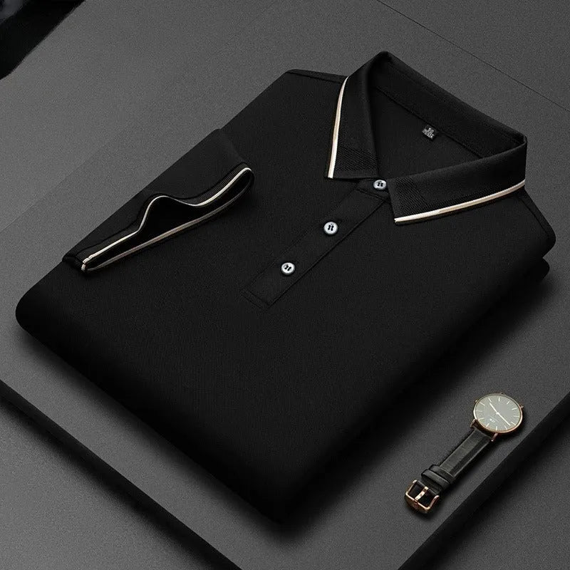 A man's mulberry silk short-sleeved T-shirt in a regular fit, shown in a light colour, highlighting its thin fabric.