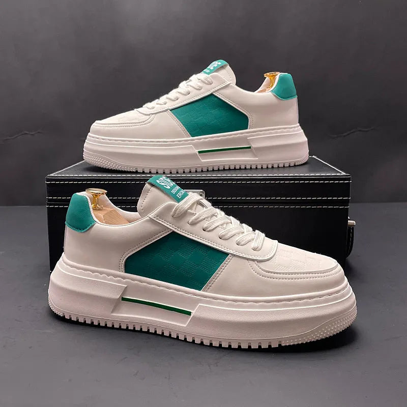 Unisex leisure shoes with cloth upper and rubber foam sole in white-green colour, sizes 38-43