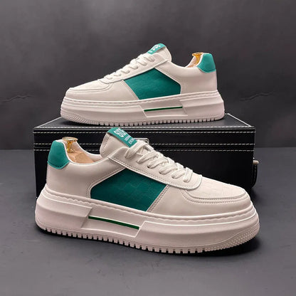 Unisex leisure shoes with cloth upper and rubber foam sole in white-green colour, sizes 38-43