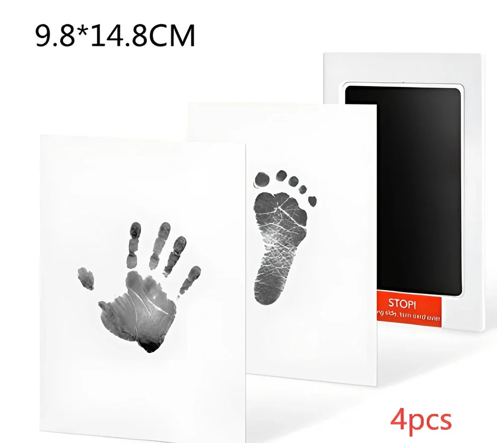 Disposable ink baby hand and foot print kit with six colour options and two size formats