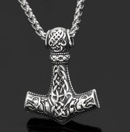 Stainless steel Norse rune necklaces with various Viking symbols and designs