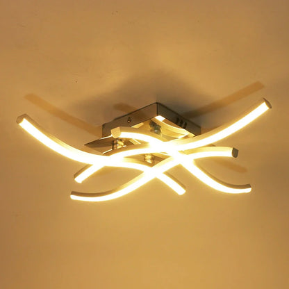 White aluminium ceiling lamp with modern design and LED lighting for room illumination