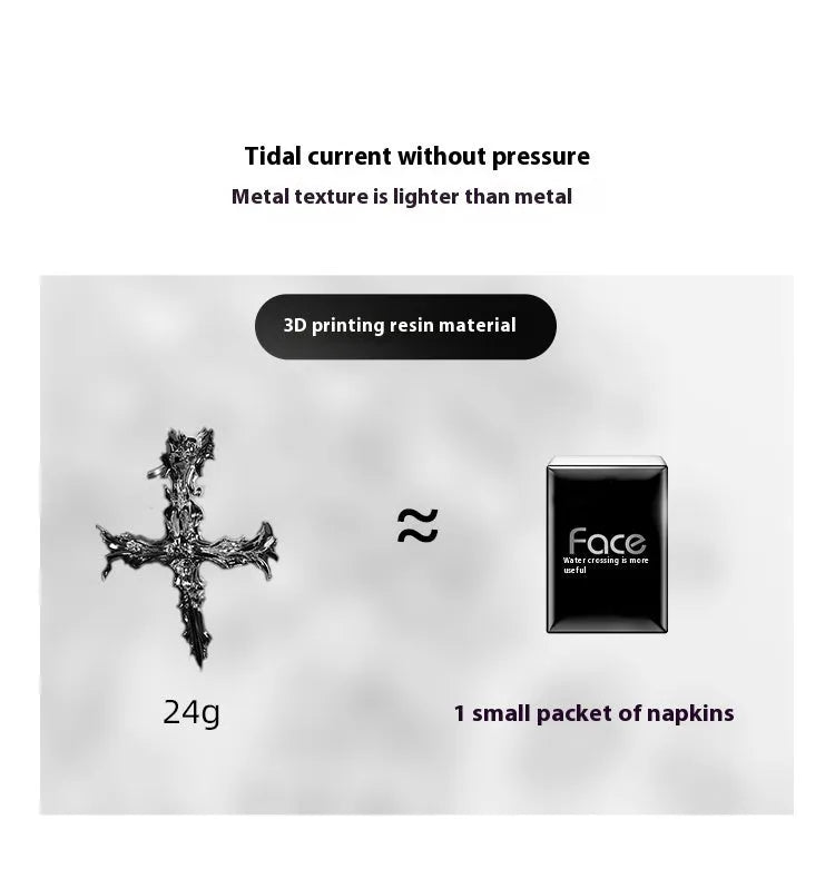 Gothic cross design hard resin case for Apple AirPods Max headphones in silver colour