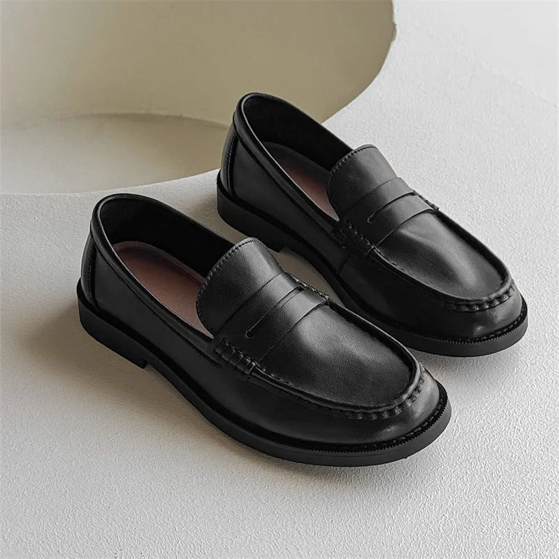 Men's slip-on casual shoes in apricot colour with microfiber upper and rubber sole.