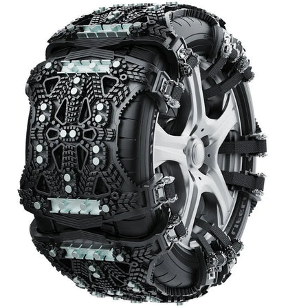 Universal steel plate tire chains for cars and SUVs with installation tools and accessories