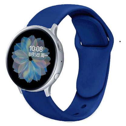 Samsung Galaxy Active 2 reverse buckle silicone strap showing 20mm and 22mm width options