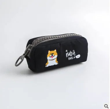 Leather pencil case, 22cm x 9.5cm x 7cm, zip closure, animal and fruit patterns, 18 colours