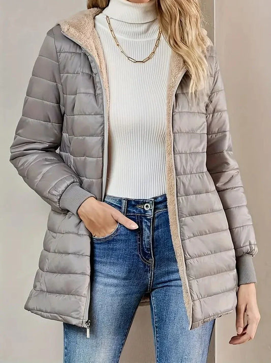 Ladies' jacket with regular long sleeves in cotton fabric, colours black, grey, khaki, sizes S to 4XL