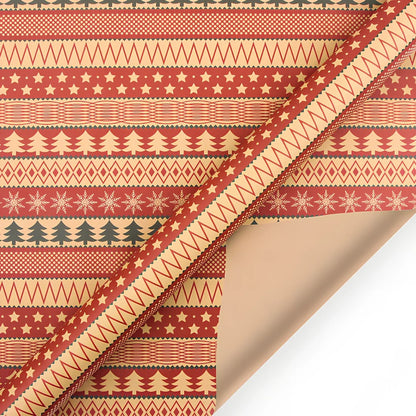 Vintage Christmas kraft wrapping paper showing one of six designs with 80g weight specification
