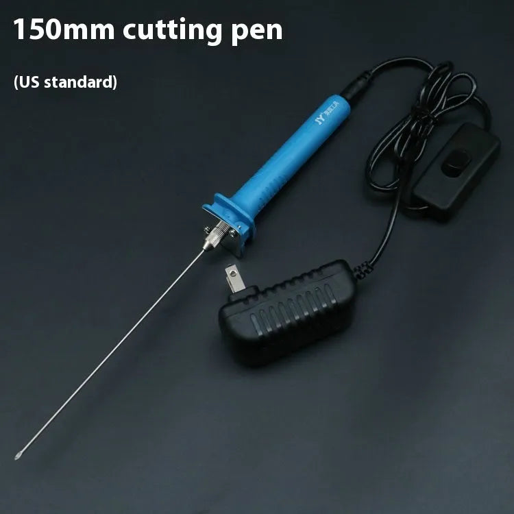 Blue plastic-handled electric heating cutter pen for cutting foam and pearl cotton.