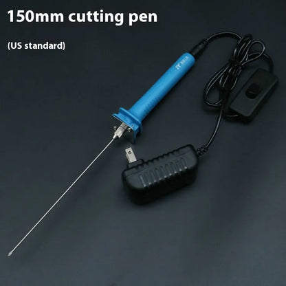 Blue plastic-handled electric heating cutter pen for cutting foam and pearl cotton.
