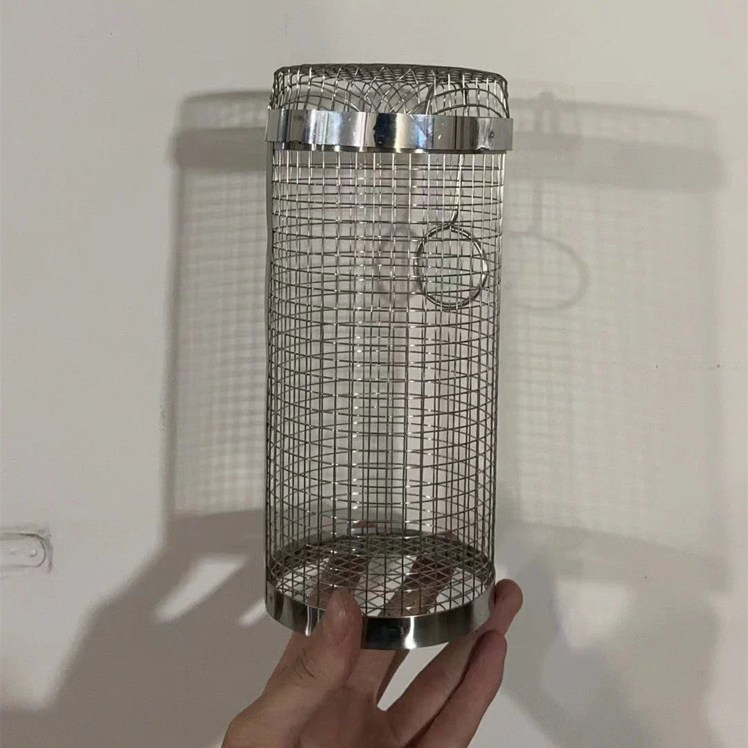 Stainless steel mesh grill basket for cooking a variety of foods on the barbecue
