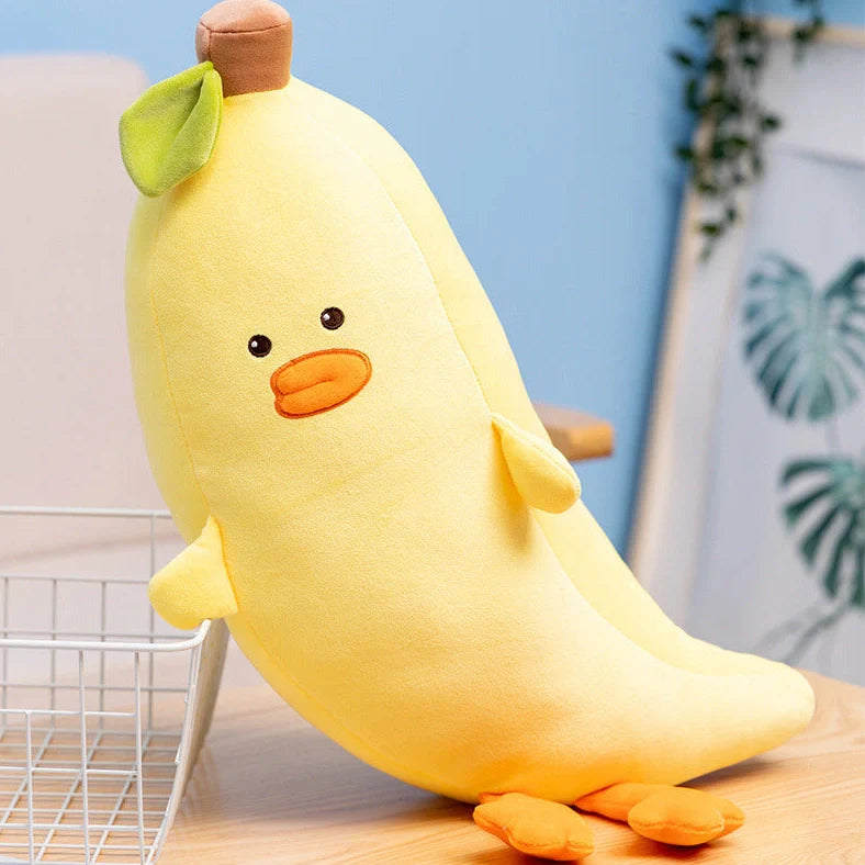 30cm plush cushion with fruit pattern options including banana, carrot, and watermelon designs