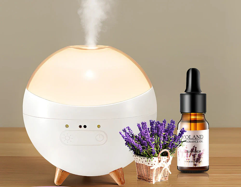 USB car essential oil diffuser with gesture control and adjustable lighting in cup holder