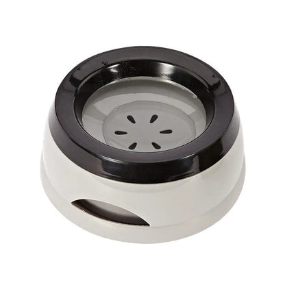 Grey plastic no-spill floating pet bowl for dogs and cats with 750ml capacity.