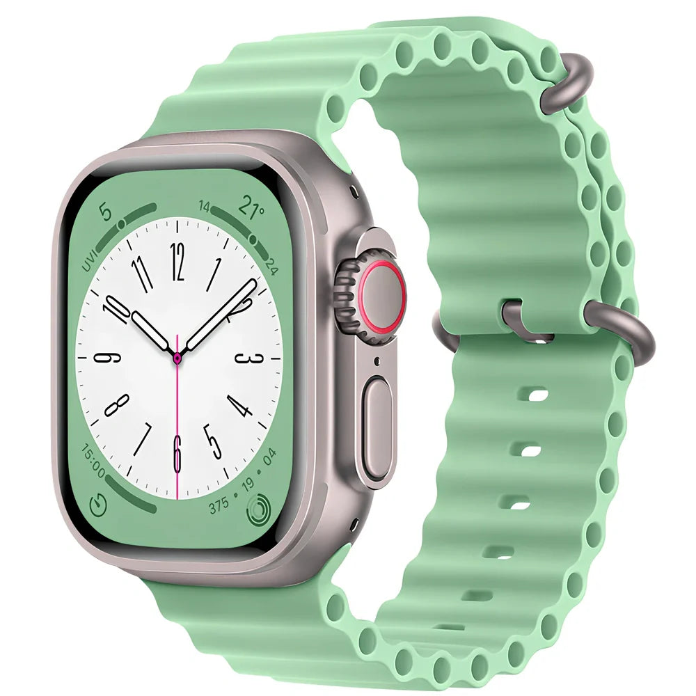 Ocean silicone watch band in midnight blue for Apple Watch 42mm, with buckle closure and flexible fit